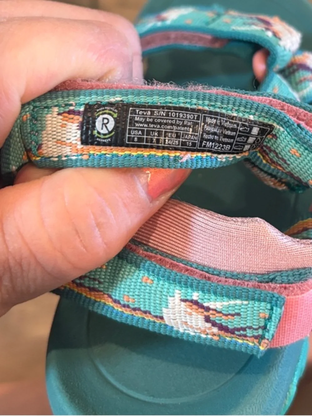 TEVA Kids Teal & Pink Outdoor Sandals Size 8